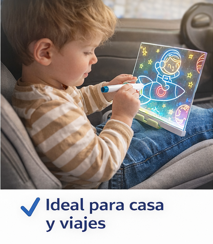 PIZARRA CON LUZ LED LED 20x20+ 7 ROTULADORES DE COLORES CON 6 PLANTILLAS